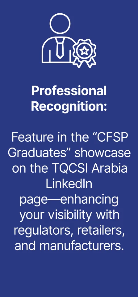 Certified Food Safety Professional CFSP - Delegate Takeaway 3 - TQCSI Arabia